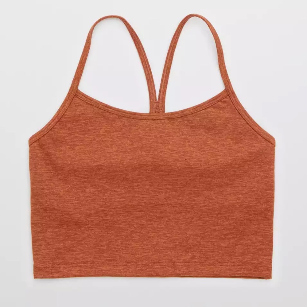 AERIE The Hugger Longline Racerback Sports Bra - lined, color canyon creek
